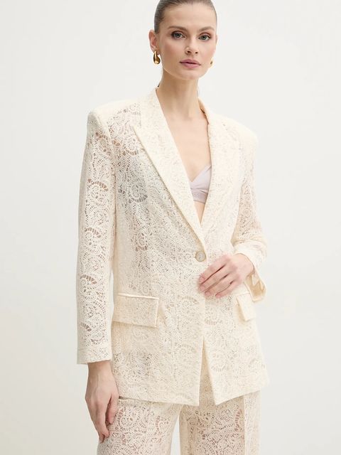 Simona Corsellini marynarka kolor beżowy jednorzędowa wzorzysta P25CPGI009 - zdjęcie produktu nr 1