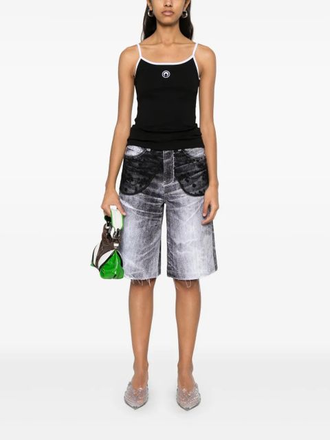 Marine Serre Moon Logo Ribbed tank top - Black