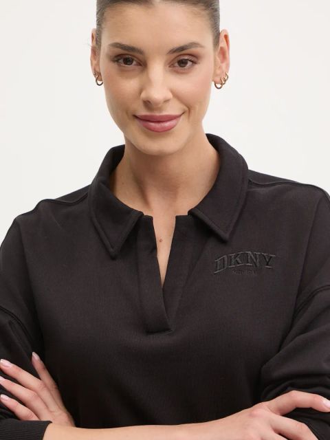 Dkny bluza bawełniana damska kolor czarny gładka DP5T1243