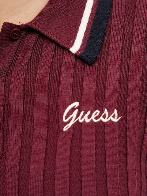 Guess polo z dodatkiem wełny SABINA damski kolor bordowy V5BP04 Z1152