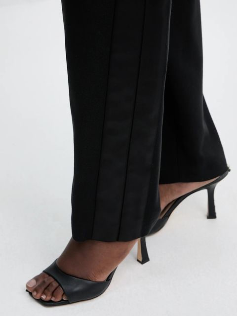 Twinset spodnie z domieszką wełny damskie kolor czarny proste high waist 252TS2063