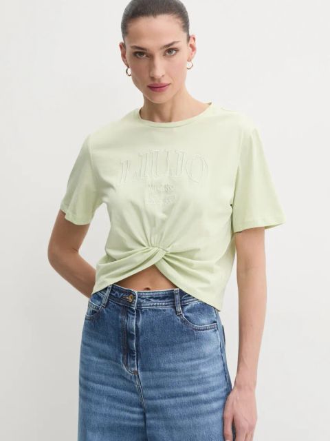 Liu Jo t-shirt bawełniany damski kolor zielony WA5001.JS923