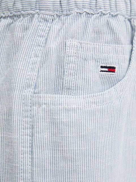 Tommy Jeans szorty z domieszką lnu damskie kolor niebieski wzorzyste high waist DW0DW20360