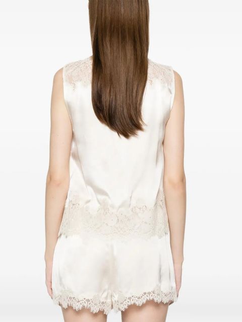 DÔEN Viviane lace-trim blouse - Neutrals