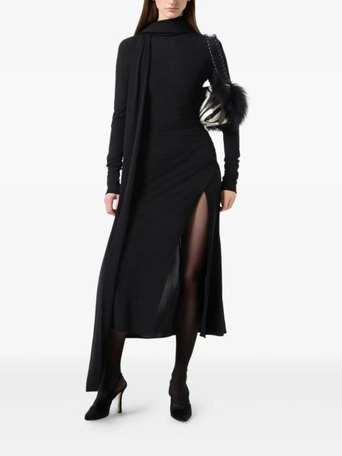 Blumarine high-neck draped midi dress - Black