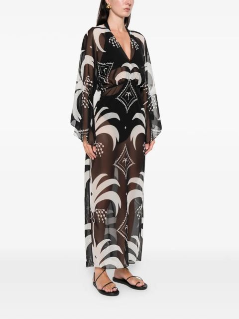 Johanna Ortiz Spiritual Healers cape-sleeve maxi dress - Black