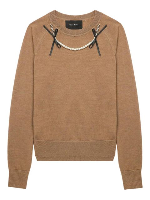Simone Rocha embellished raglan-sleeve sweater - Brown - zdjęcie produktu nr 1