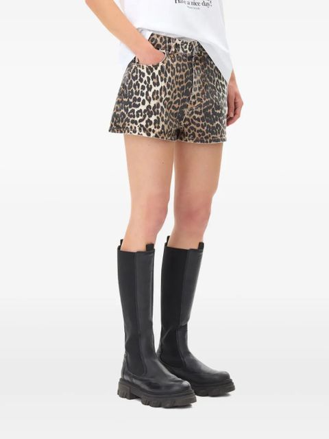GANNI leopard-print shorts - Black