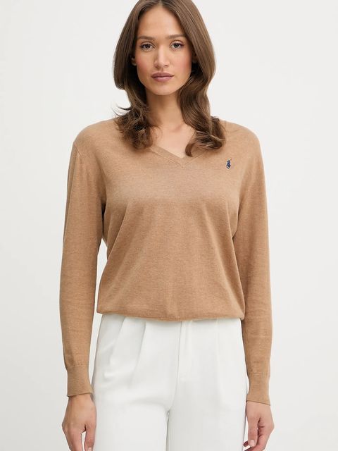 Polo Ralph Lauren sweter bawełniany damski kolor beżowy lekki 211972105 - zdjęcie produktu nr 1