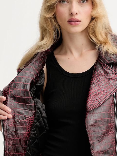 Gestuz ramoneska skórzana kolor bordowy przejściowa 10910558