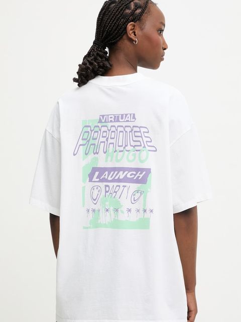 HUGO Blue T-shirt damski bawełniany Oversized_Tee_B - zdjęcie produktu nr 1