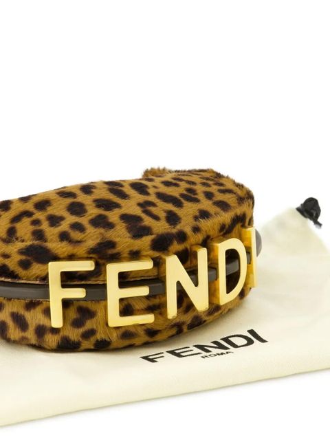 FENDI Fendigraphy nano logo-lettering leopard mini bag - Brown