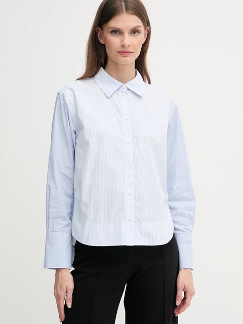 Dkny koszula bawełniana damska kolor niebieski relaxed z kołnierzykiem klasycznym DJ5W2130 - zdjęcie produktu nr 1