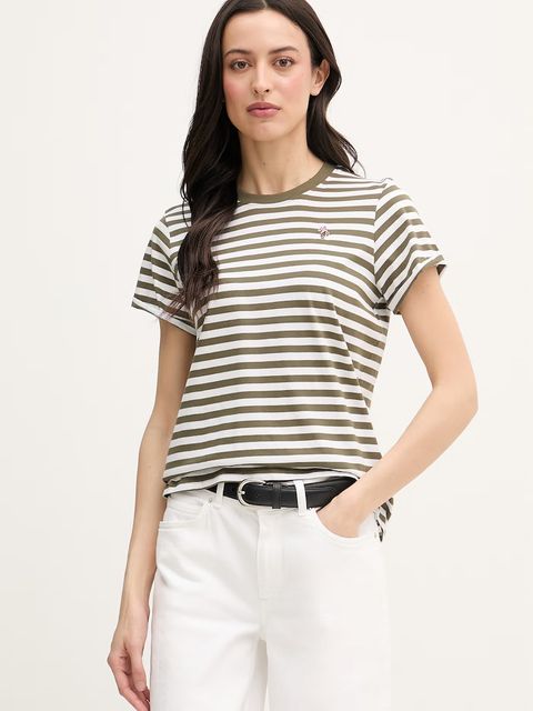 U.S. Polo Assn. T-shirt damski bawełniany STRIPE CREW NECK - zdjęcie produktu nr 1