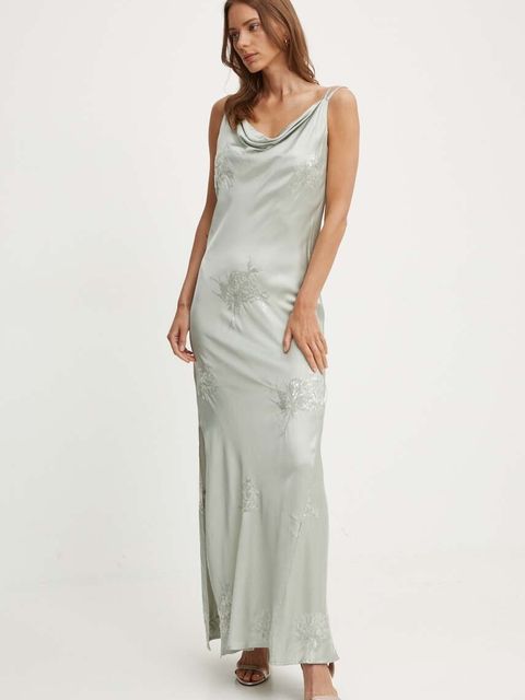 Sandro Ferrone sukienka kolor zielony maxi rozkloszowana SFS150XBDTEA - zdjęcie produktu nr 1