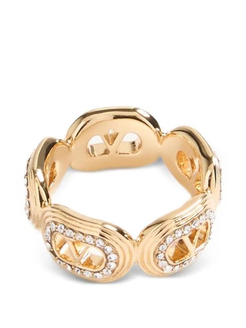 Valentino Garavani Ovalette metal and Swarovski® crystal ring - Gold