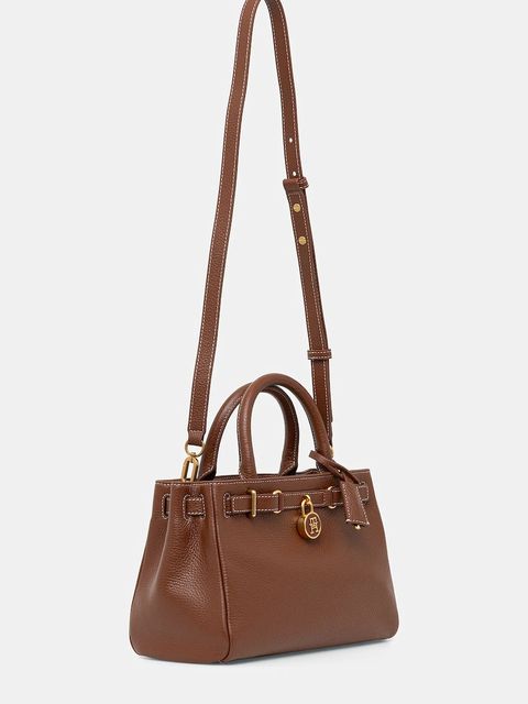 Tommy Hilfiger torebka skórzana kolor brązowy AW0AW17926 - zdjęcie produktu nr 2