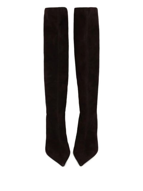 Paris Texas 75mm pointed-toe suede knee-high boots - Black - zdjęcie produktu nr 2