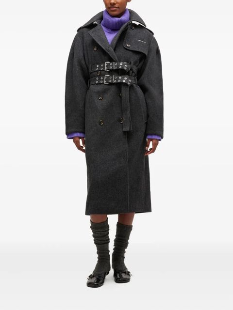 GANNI belted double-breasted coat - Grey - zdjęcie produktu nr 2