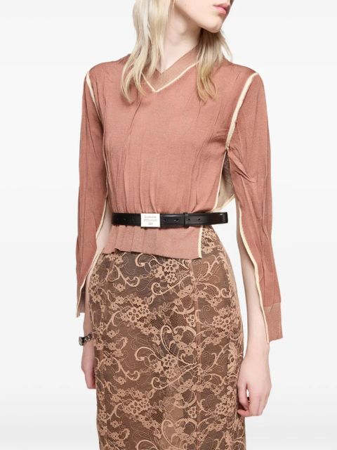 Acne Studios floral-lace split-detail midi skirt - Neutrals