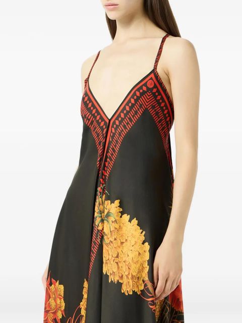 Blumarine twill floral print dress - Black