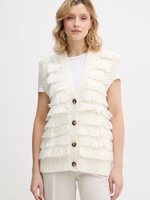 Sisley kamizelka z dodatkiem wełny damski kolor beżowy ciepły 18DLL602X - zdjęcie produktu nr 1