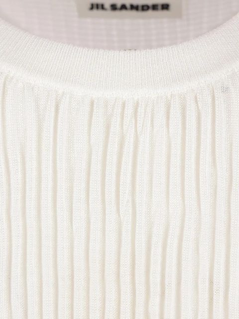 Jil Sander ruffled ribbed top - White