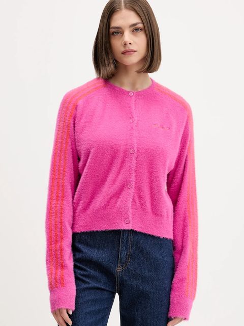 adidas Originals kardigan Fluffy Cardigan damski kolor różowy lekki JW3645 - zdjęcie produktu nr 1