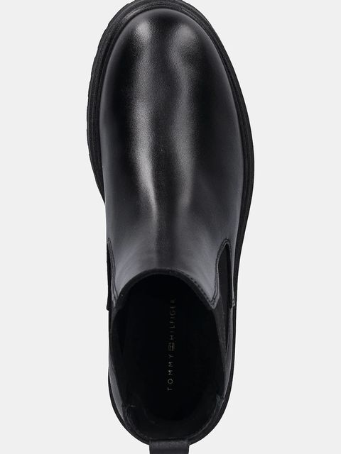 Tommy Hilfiger sztyblety skórzane LEATHER CLEATED CHELSEA damskie kolor czarny na płaskim obcasie FW0FW08766 - zdjęcie produktu nr 2