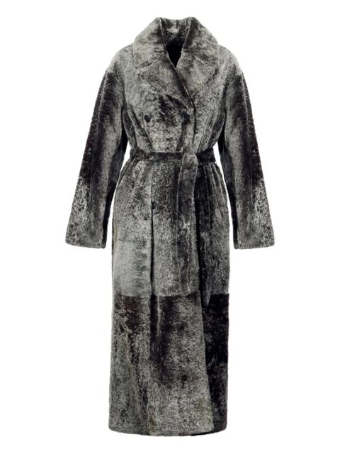 Yves Salomon belted coat - Grey