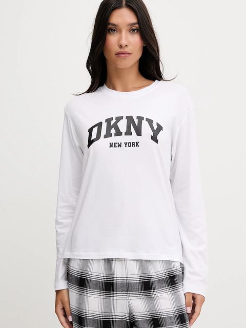Dkny piżama z dodatkiem bawełny damska kolor biały YI80064 - zdjęcie produktu nr 2