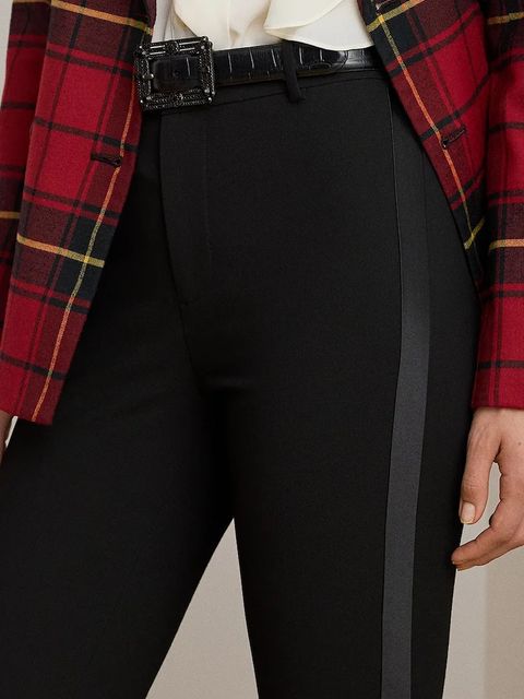 Lauren Ralph Lauren spodnie damskie kolor czarny dzwony high waist 200951577