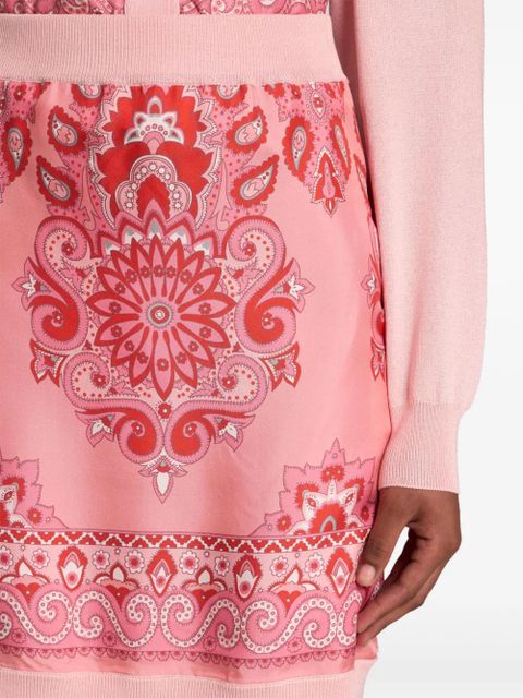 ETRO printed-panel knitted skirt - Pink