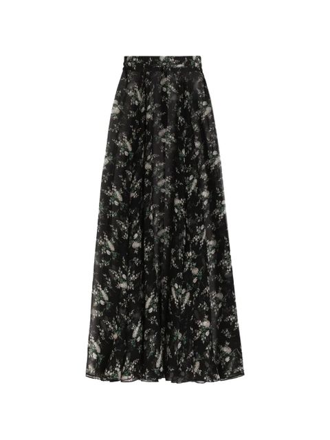 Dolce & Gabbana chiffon skirt with rose and small flower-print - Black - zdjęcie produktu nr 1