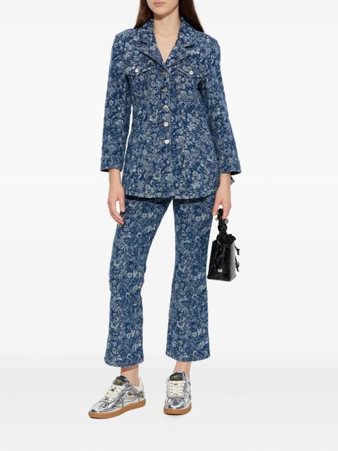 GANNI floral-jacquard jeans - Blue