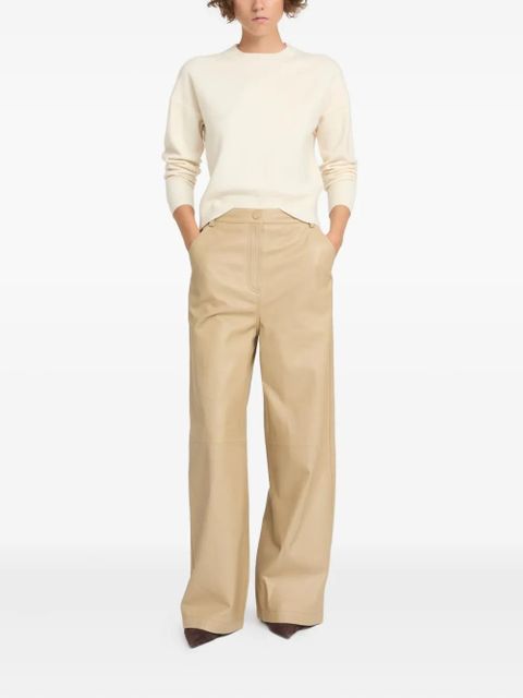 Yves Salomon straight lamb-leather trousers - Neutrals