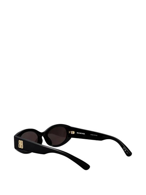 Balenciaga Eyewear Nano Round AF logo-plaque oval-frame sunglasses - Black