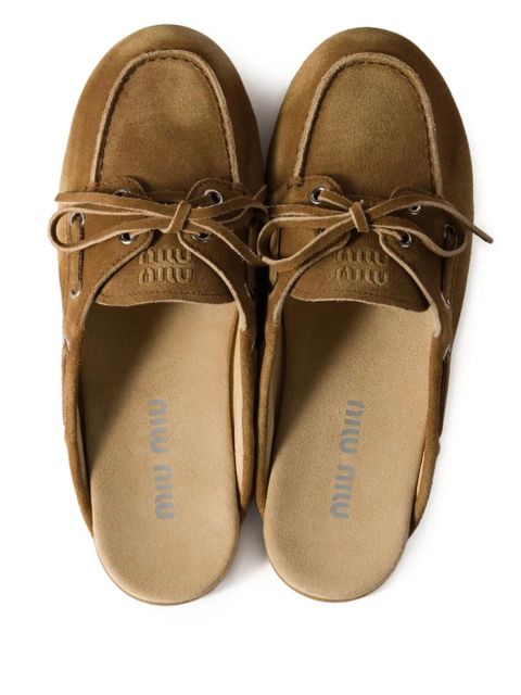 Miu Miu Faded suede mules - Brown