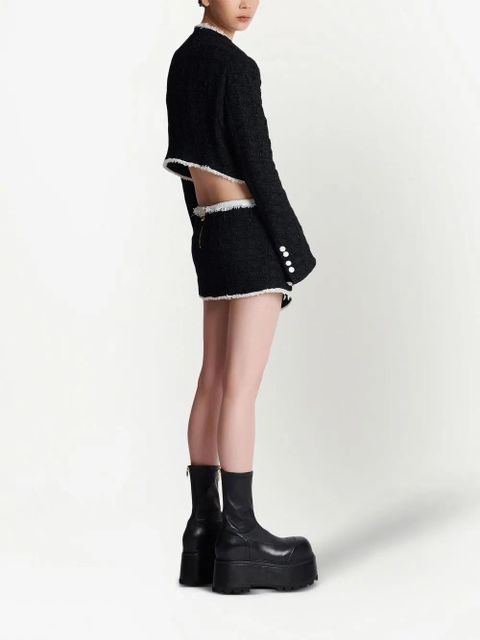 Balmain V-neck cropped tweed jacket - Black