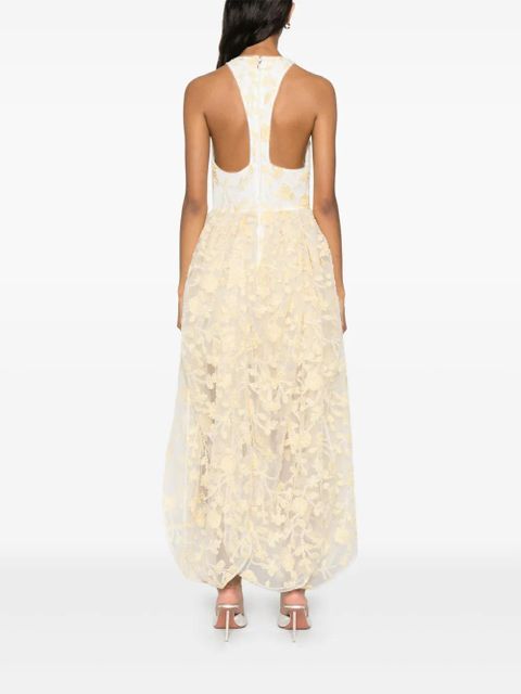 ROTATE BIRGER CHRISTENSEN floral-beaded midi dress - Yellow
