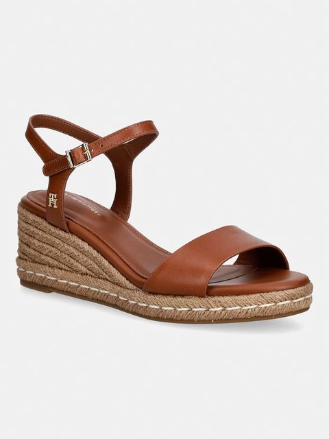 Tommy Hilfiger sandały na koturnie skórzane MID WEDGE ESPAD LEATHER - zdjęcie produktu nr 1