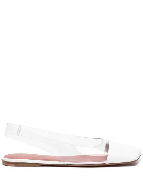 Amina Muaddi transparent-design slingback ballerina shoes - White - zdjęcie produktu nr 1