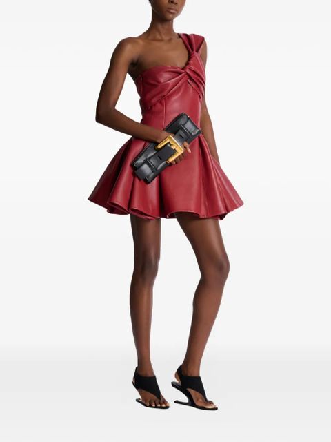 Balmain one-shoulder leather mini dress - Red - zdjęcie produktu nr 2