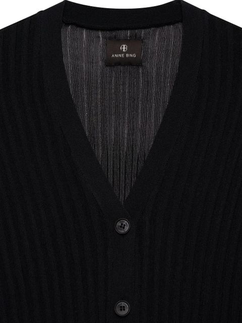 ANINE BING Matheo ribbed buttoned cardigan - Black