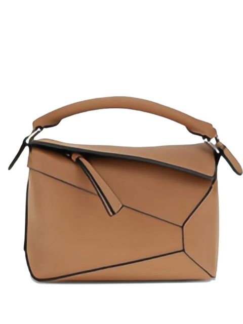 LOEWE mini Puzzle Edge geometric-panel tote bag - Brown - zdjęcie produktu nr 1