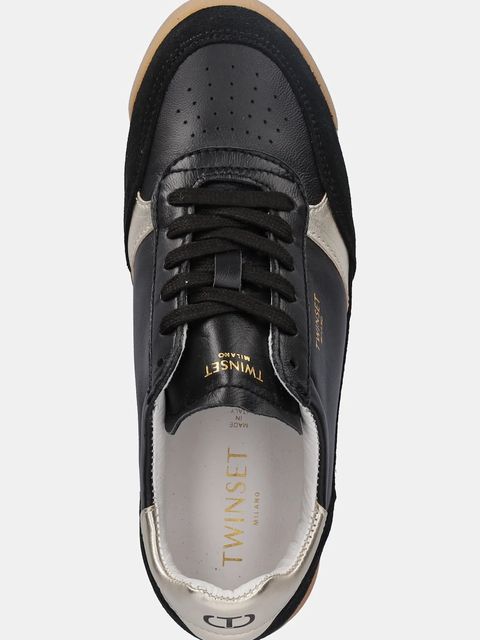 Twinset sneakersy skórzane damskie kolor czarny 252TGT022