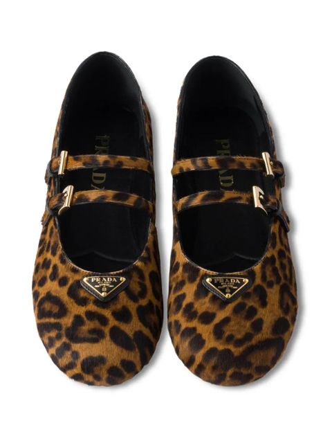 Prada leopard-print ballerina flats - Brown