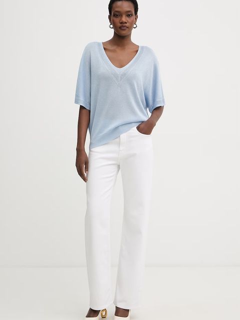 Morgan sweter z krótkim rękawem damski z wiskozy MCHRIS - zdjęcie produktu nr 1