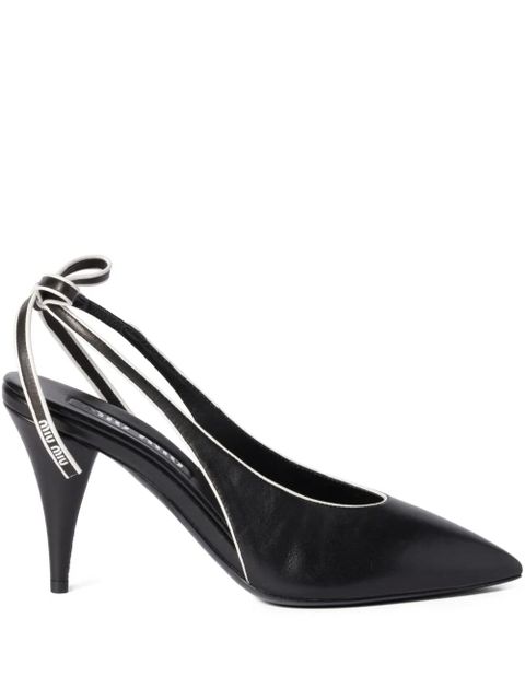 Miu Miu 85mm bow-detail slingback pumps - Black - zdjęcie produktu nr 1