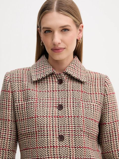 Tommy Hilfiger płaszcz z domieszką wełny kolor brązowy WW0WW46656